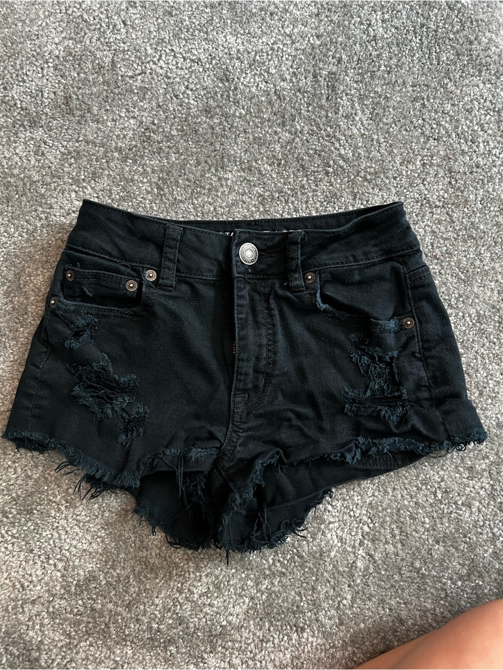American Eagle Outfitters Black Distressed Denim Cutoff Shorts